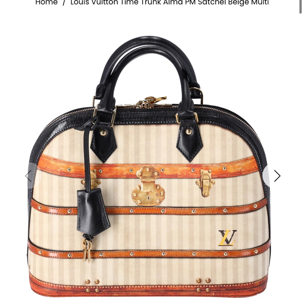 Louis Vuitton Striped Beige and Black Satchel